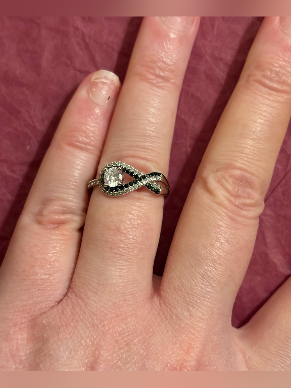 Charmed Aroma-Sterling Silver 925 W/Blk Gold & Cubic Zirconia Accents-Size 7-NWT